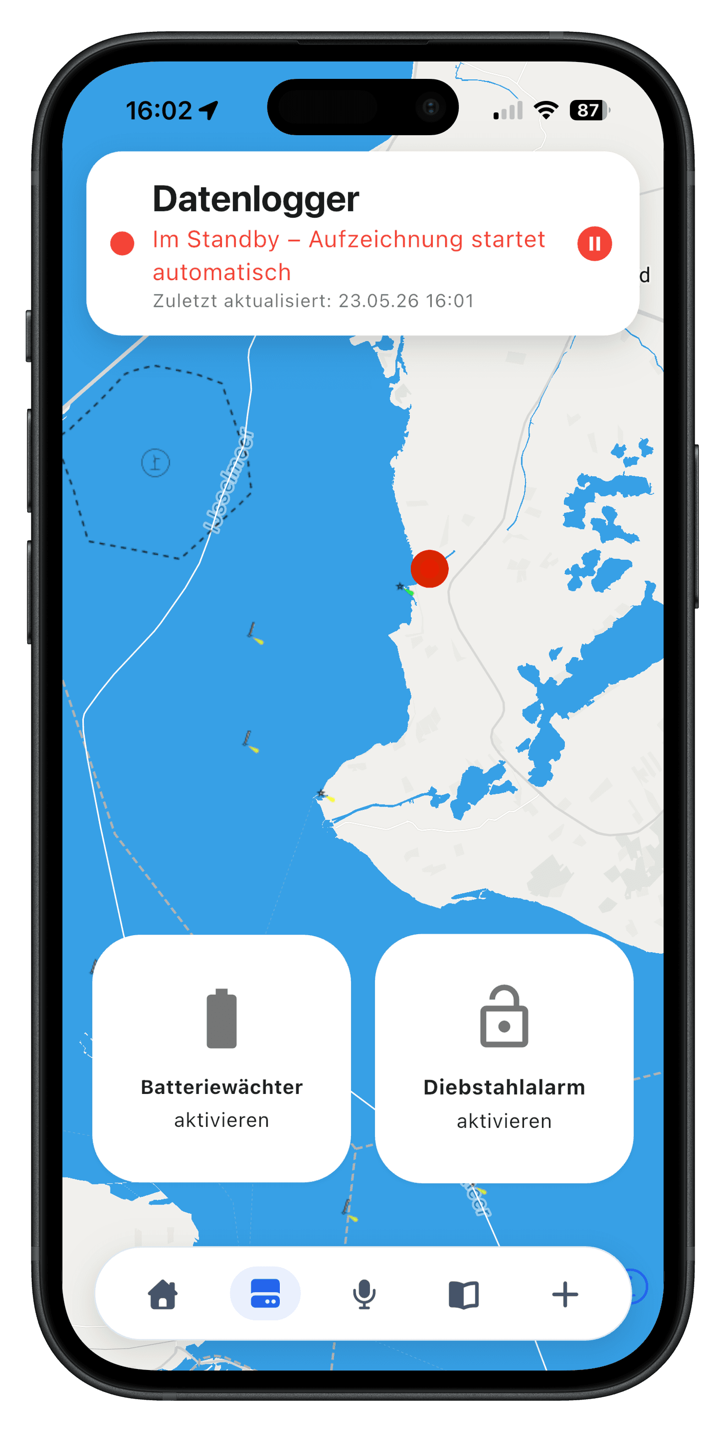 Datenlogger mit Live-Karte und Batteriewächter