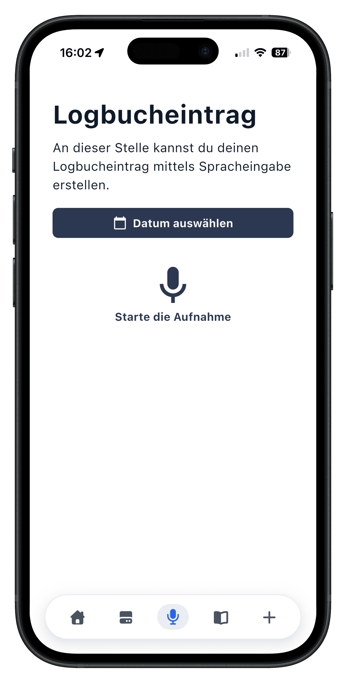 Logbucheintrag per Sprachaufnahme erstellen